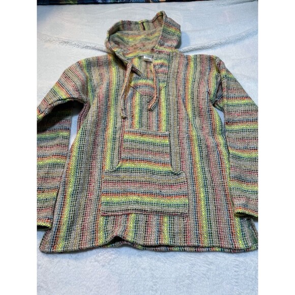 ARTESANIAS Acrylic BAJA SURF PONCHO HOODIE HOODED SWEATSHIRT JACKET Medium - Picture 2 of 16